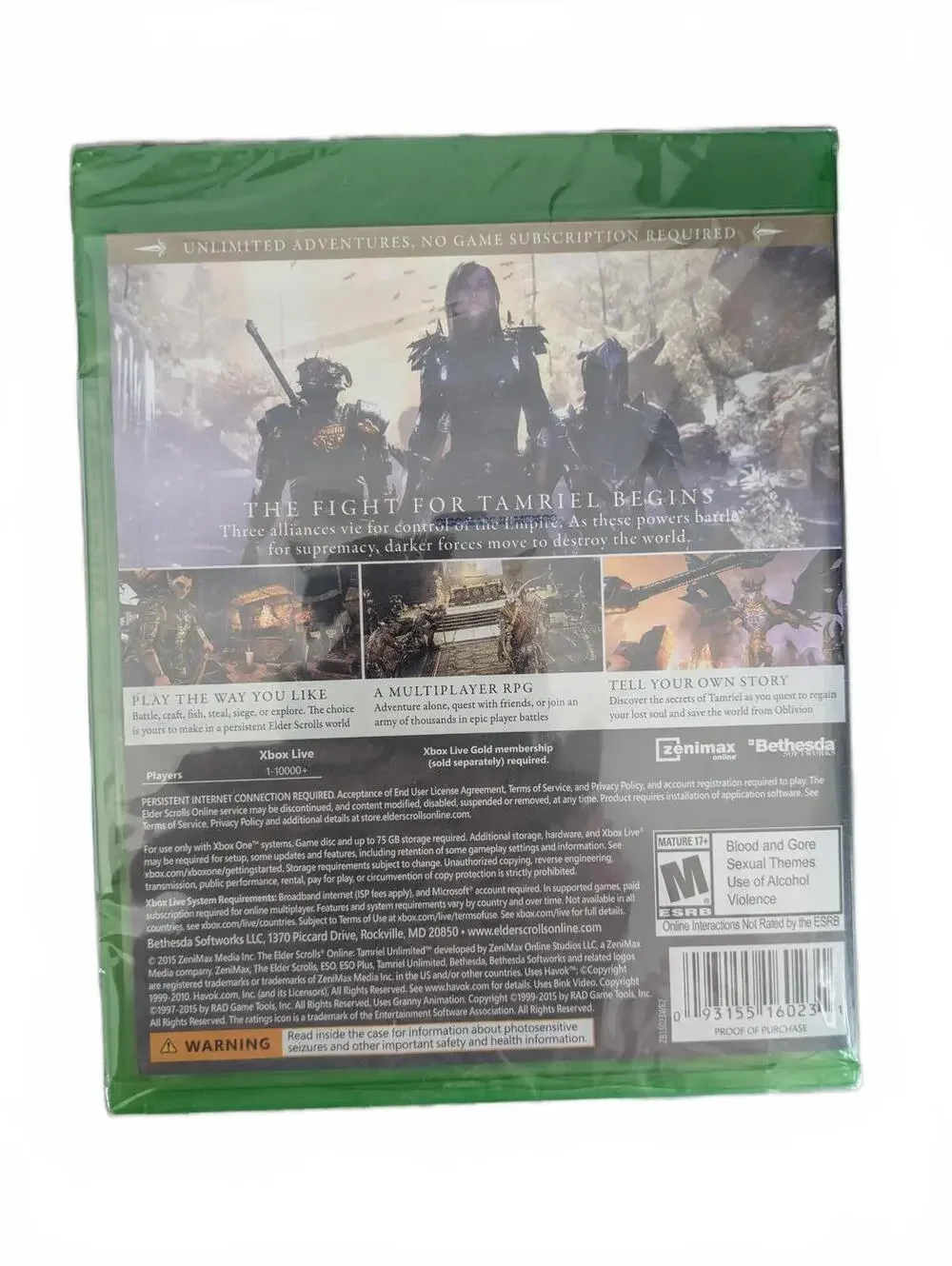 The Elder Scrolls Online Xbox One Sealed Cracked Case M Rated RPG